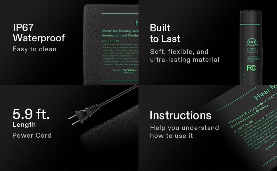 VIVOSUN 2 Pack Durable Waterproof Seedling Heat Mat Warm