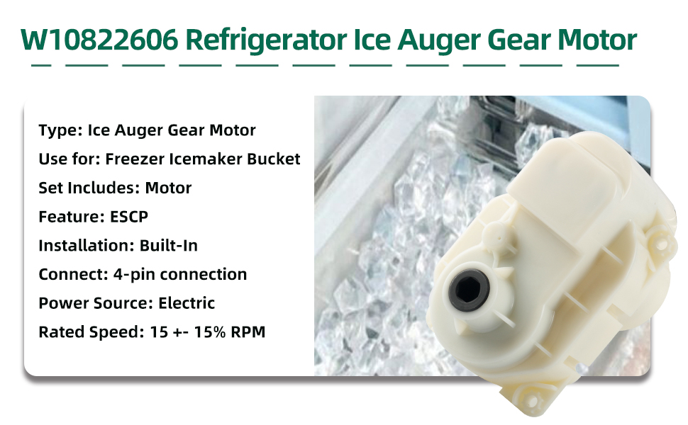 W10822606 Refrigerator Ice Auger Motor Replacement for