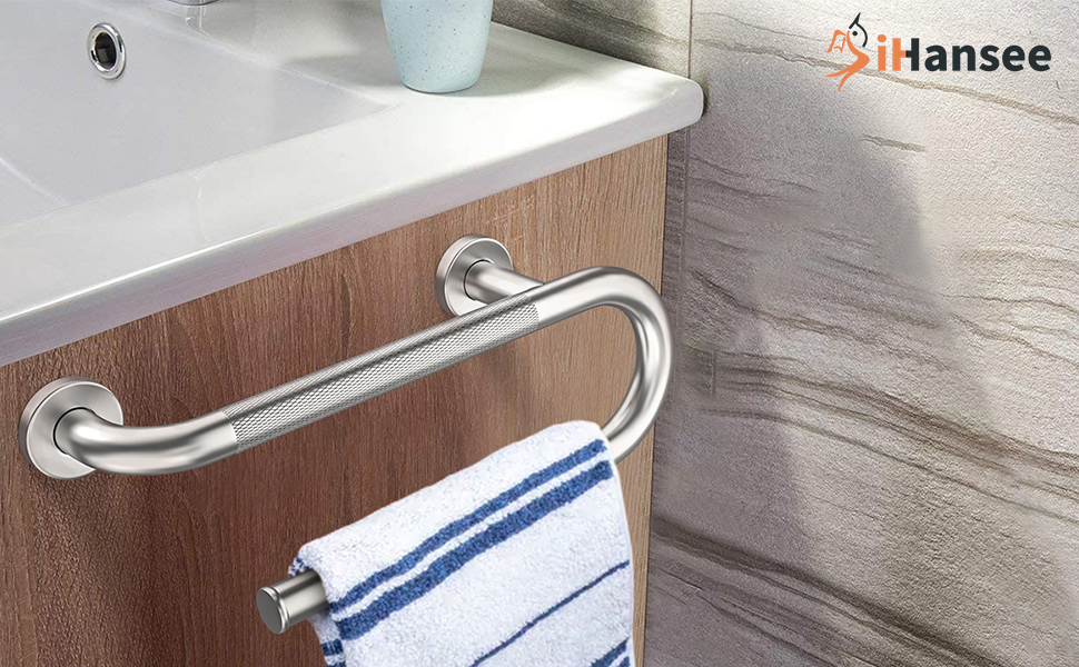 Toilet Grab Bar Paper Holder 16 Inch Anti Slip Stainless
