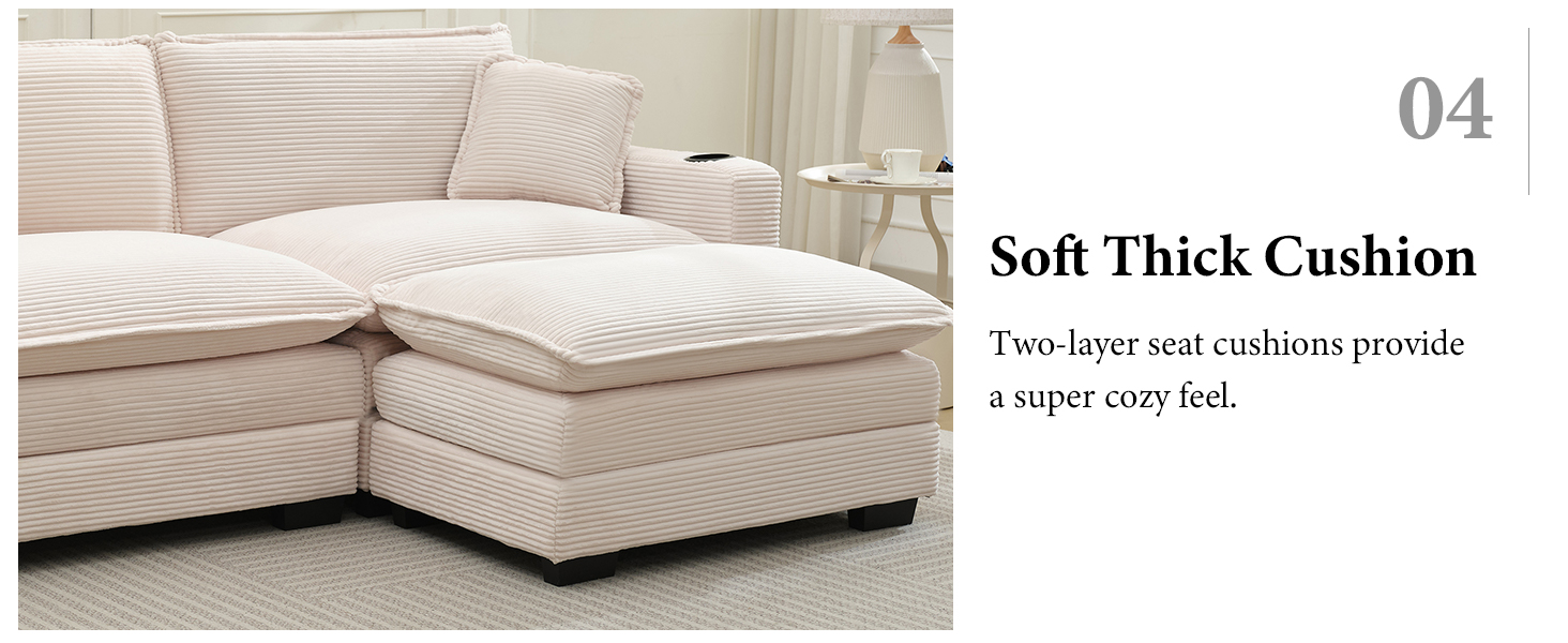 82.7" L Shaped Sectional Sofa with Cup Holders & USB Ports