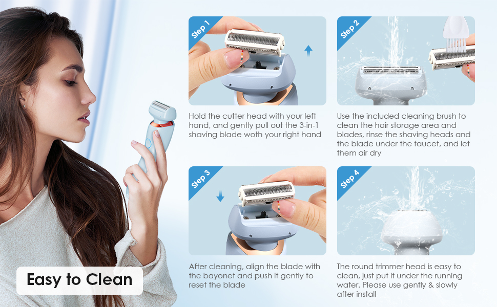 SEABIRD Electric Razors for Women 2 in 1 Cordless Hair Removal