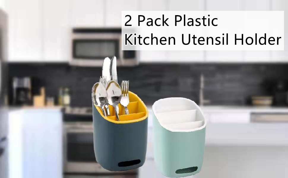 Hacaroa 2 Pack Plastic Kitchen Utensil Holder Cultery