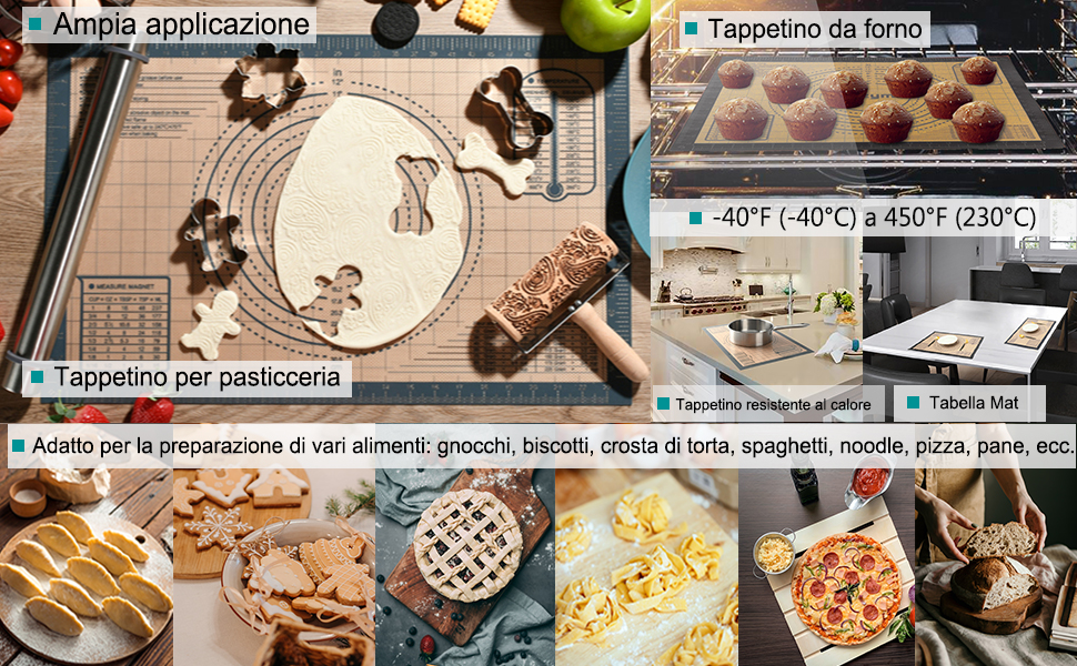 tovaglietta di silicone antiaderente per impastare