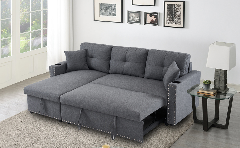 Sleeper Sofa Bed Pull Out Couch Reversible Sectional Sofa