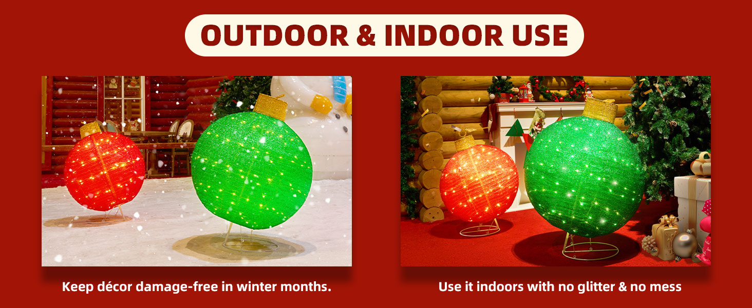 FUNNGO 2 PCS Lighted Outdoor Christmas Ornaments, PopUp