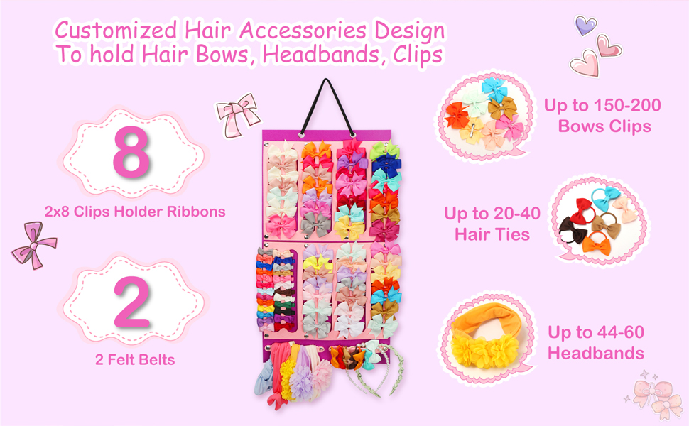 Bow organizer for hair accessories