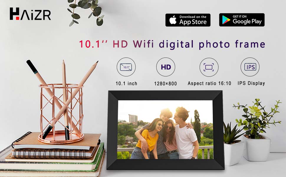 Digital Photo Frame HaiZR WiFi Digital Photo Frame, 10.1 inch HD