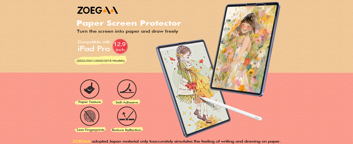(2pack) Paper Screen Protector Compatible with iPad Pro 12.9 inch 2022