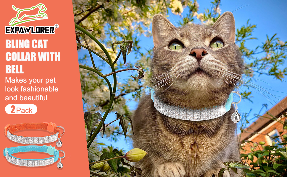 Pet Supplies EXPAWLORER Soft Velvet Safe Cat Collars for Girl Cats 2
