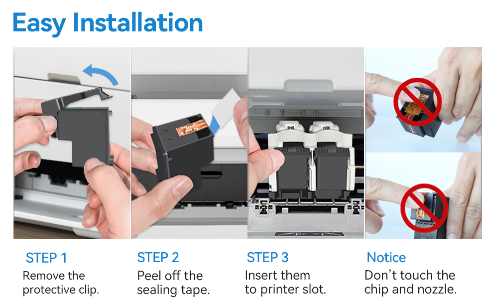 Compatible for hp 67 xl ink cartridges black/color combo pack