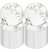 150 Pcs White and Gold Plastic Plates, 7 Inch Gold Plastic Wedding Plates with Gold Rim Floral, D...
