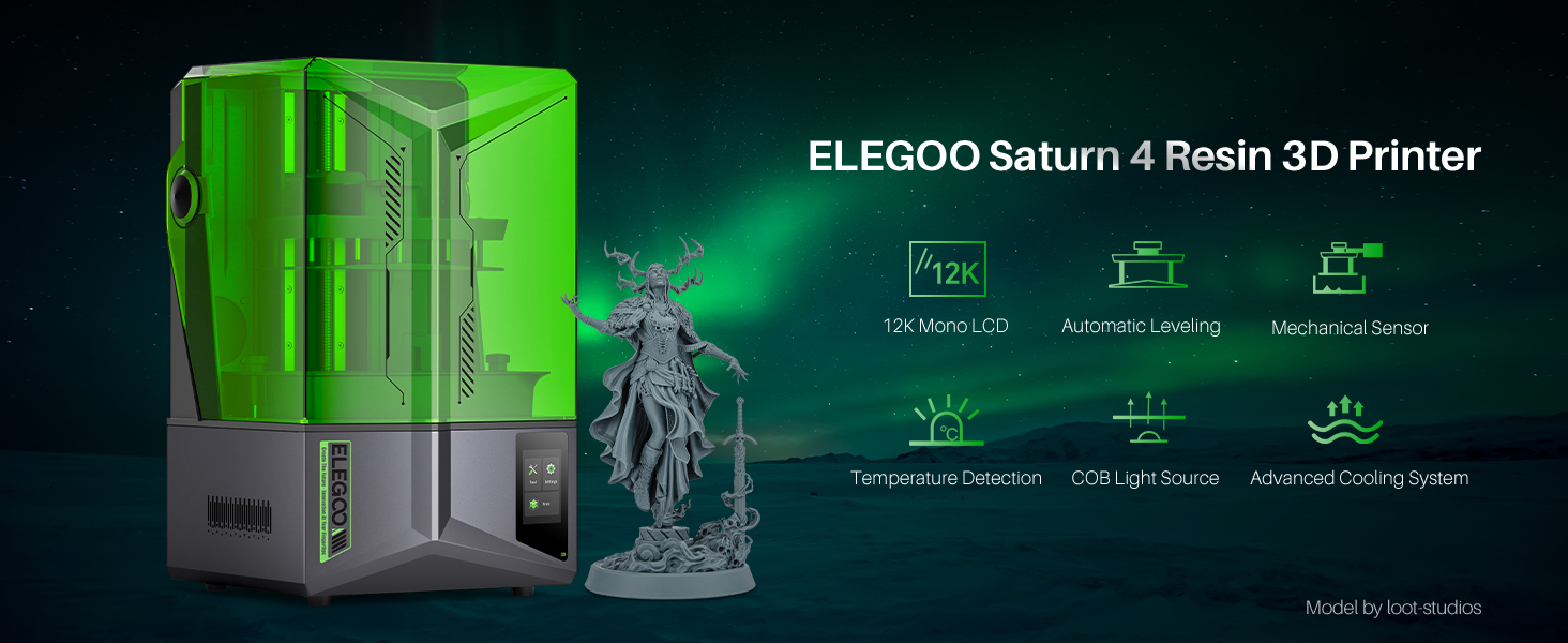 ELEGOO Saturn 4 12K MSLA Resin 3D Printer and Mercury Plus 2.0 Large Wash and Cure Machine 10 S4