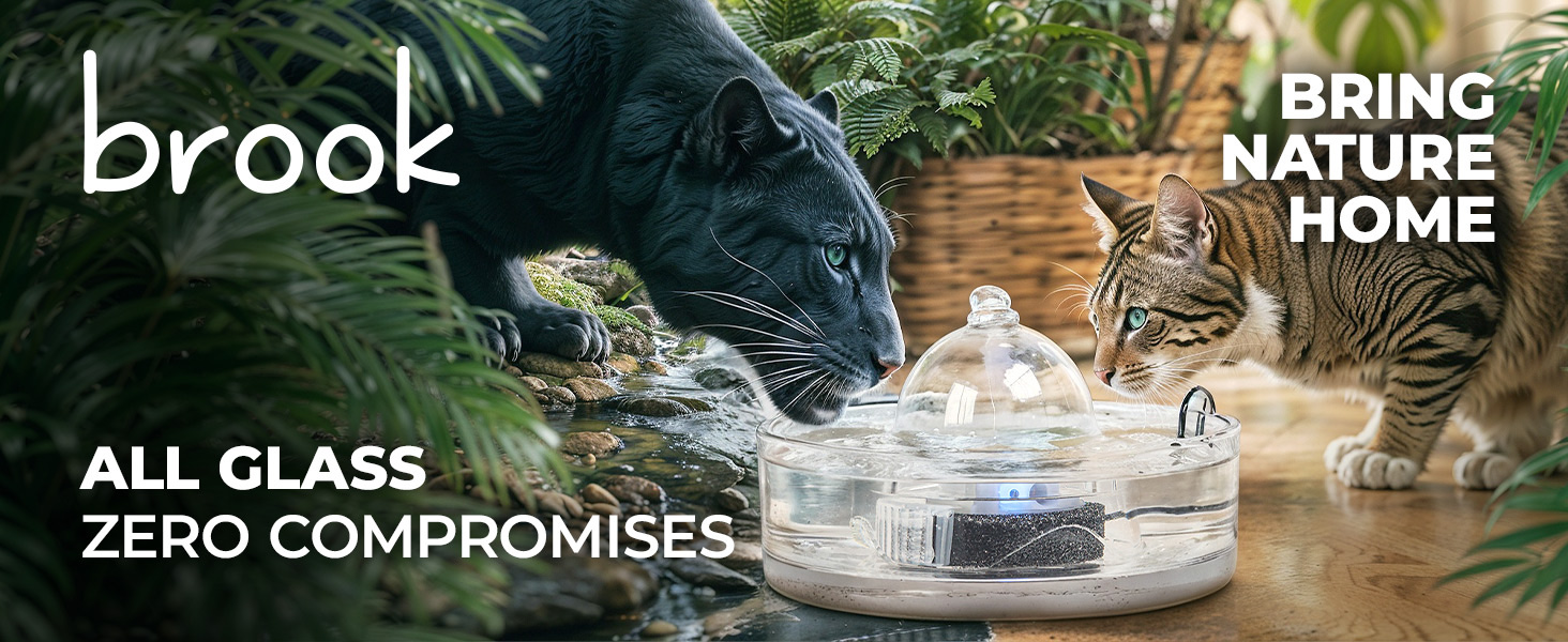 Brook Glass Pet Fountain Cat Fountain Automatic water dispenser for cats and small dogs