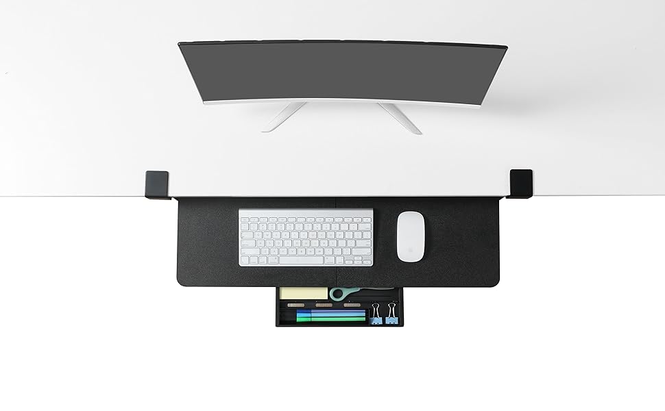 ETHU Keyboard Tray, 26.77" X 11.81" Large Size Keyboard Tray Under Desk with C Clampon Mount