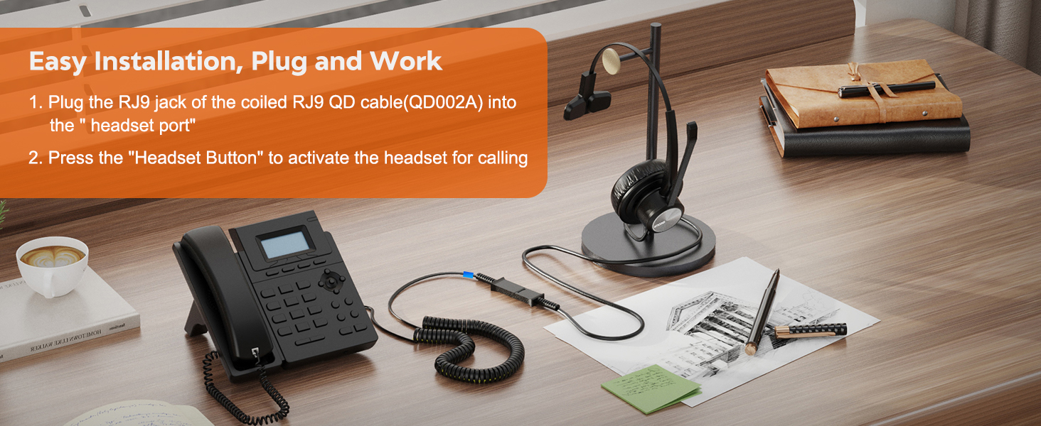 wired telephone headset, wired office headset, RJ9 phone headset,QD headset, wired headset for call
