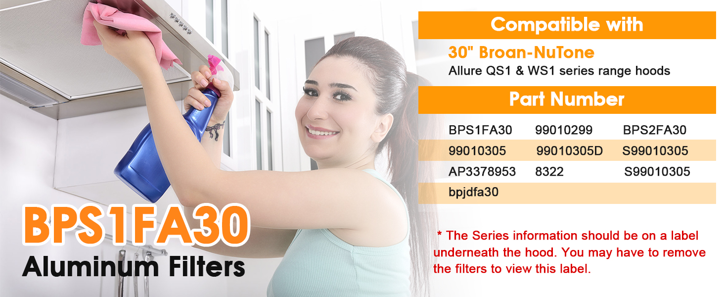 BPS1FA30 Range Hood Filter for 30Inch Broan Nutone Allure