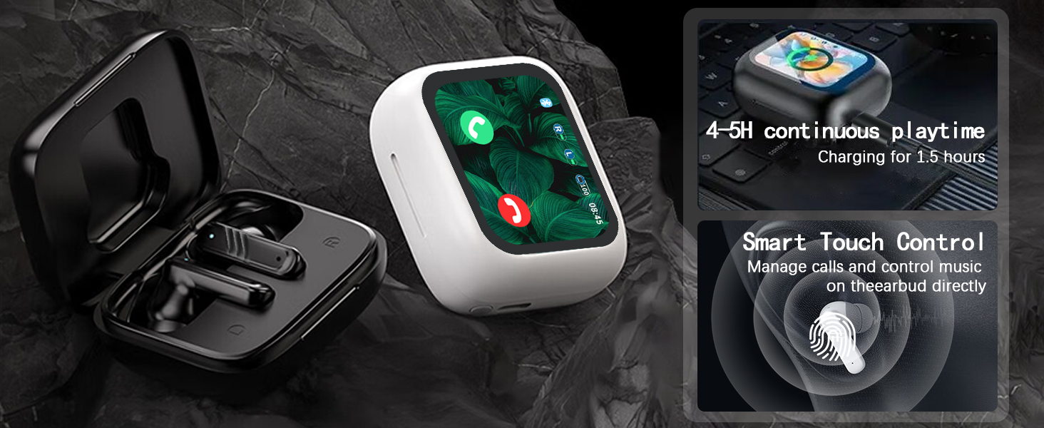 earbuds with touch screen case