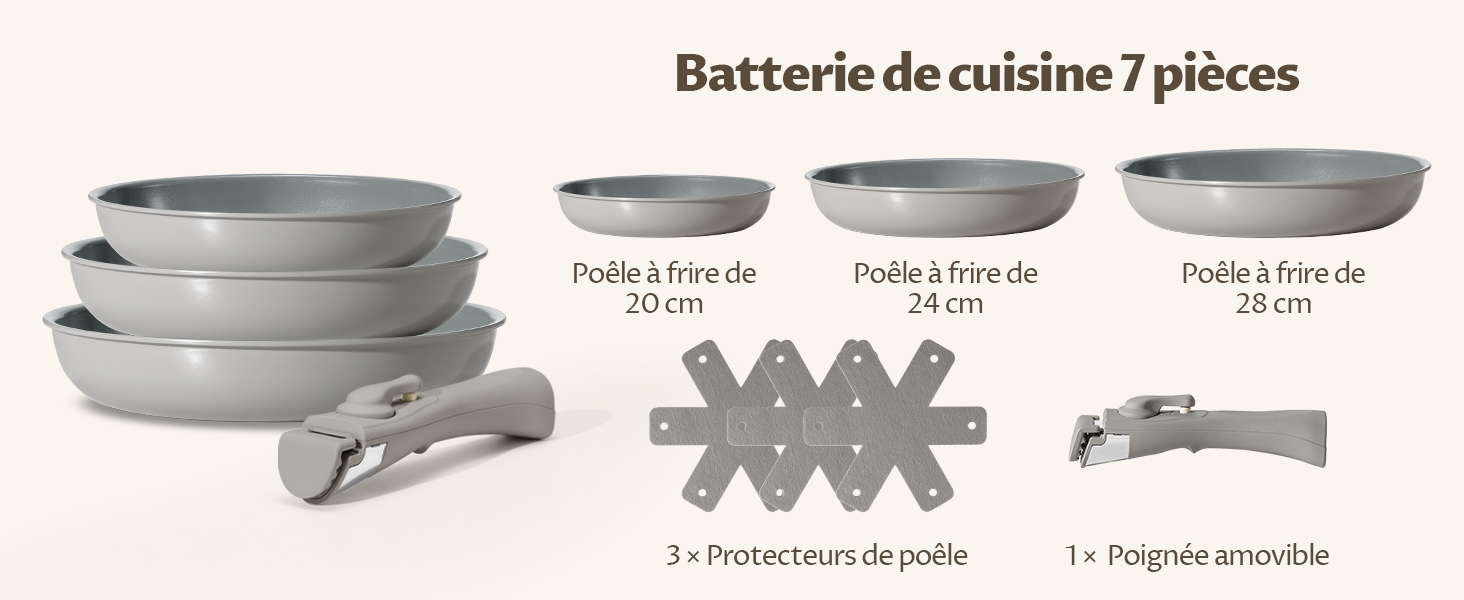 Ensemble de poêles induction Poignée amovible 7 pièces 24 cm, Revêtement céramique antiadhésif, Pour tous types de plaqu 1641d9c6 278b 4c18 9f30 96ae48e1b3f6. CR0,0,1464,600 PT0 SX1464 V1
