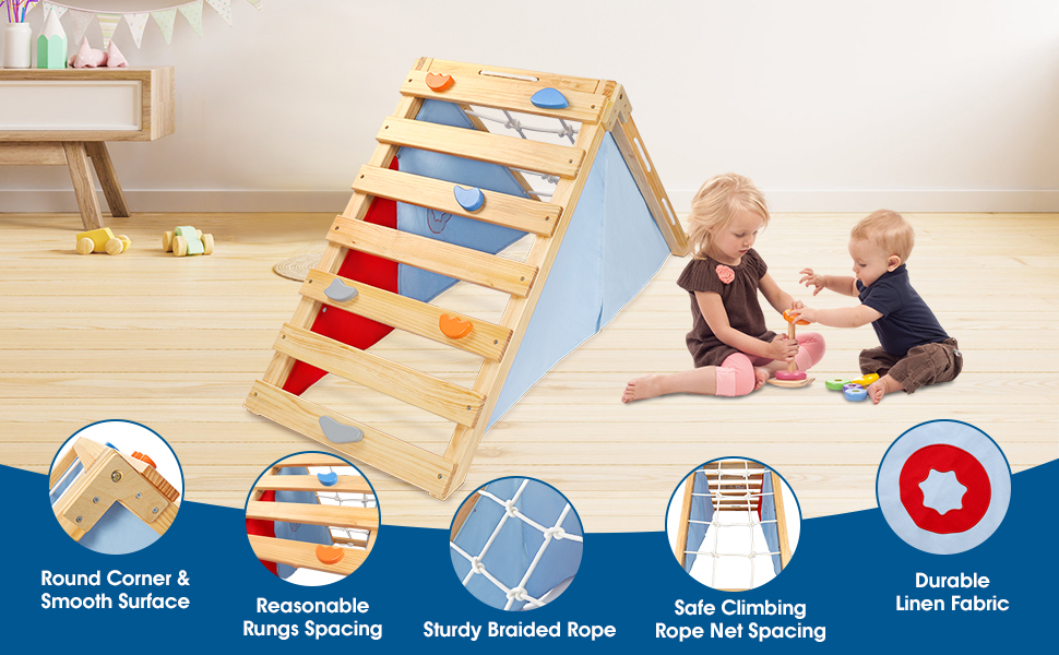 Dripex Pikler Triangle with Tent, Climbing Triangle with