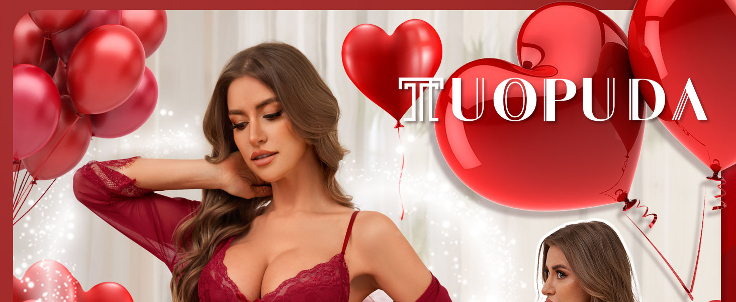 Conjunto de Lencería Encaje para Mujer Sexy Braguita Juego Ropa Interior Babydoll 3 Piezas con Tanga