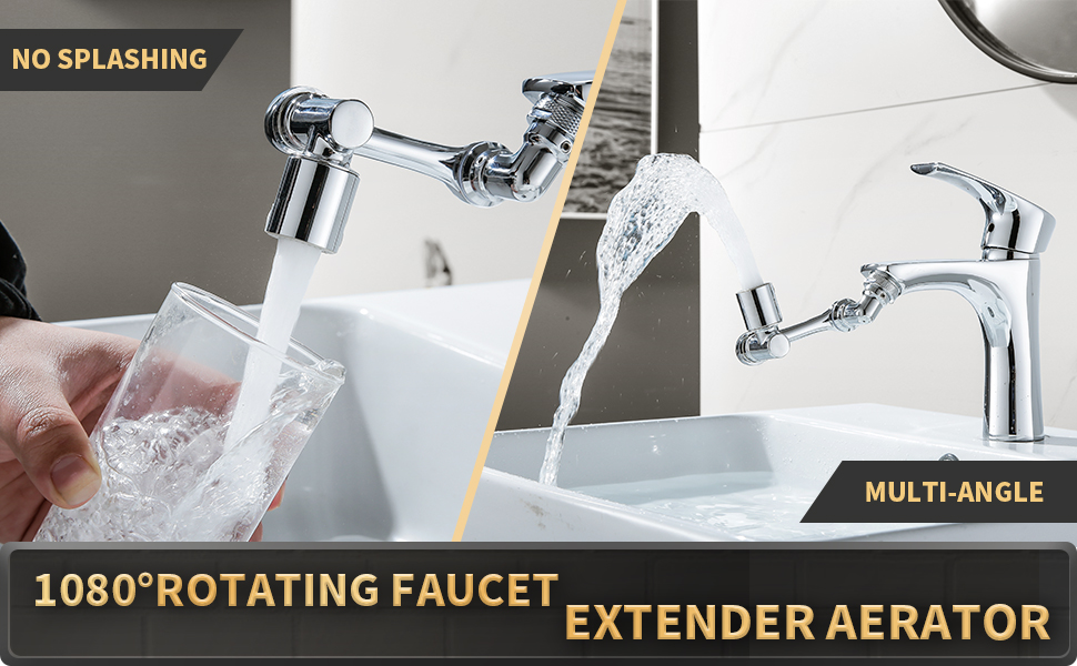 Faucet Extender, 1080° LargeAngle Rotating Swivel Faucet Aerator