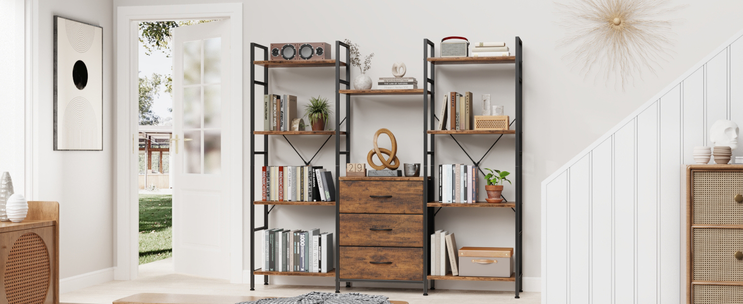 triple bookshelf for entrance hall