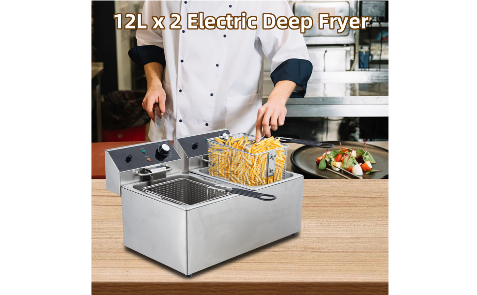 GARVEE Commercial Electric Deep Fryer with Dual Tanks