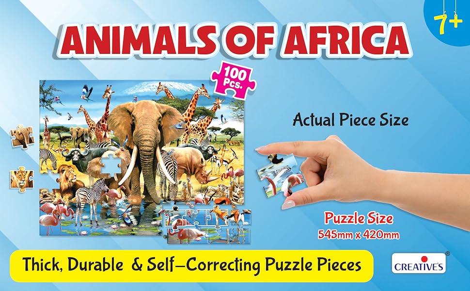 animals of africa jigsaw puzzles self-correcting fun activity game for kids gift for boys & girls
