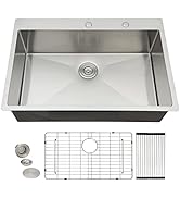 36 Kitchen Sink Drop In - Fulorni 36x22 Inch Kitchen Sink Drop In Topmount 16 Gauge Stainless Ste...