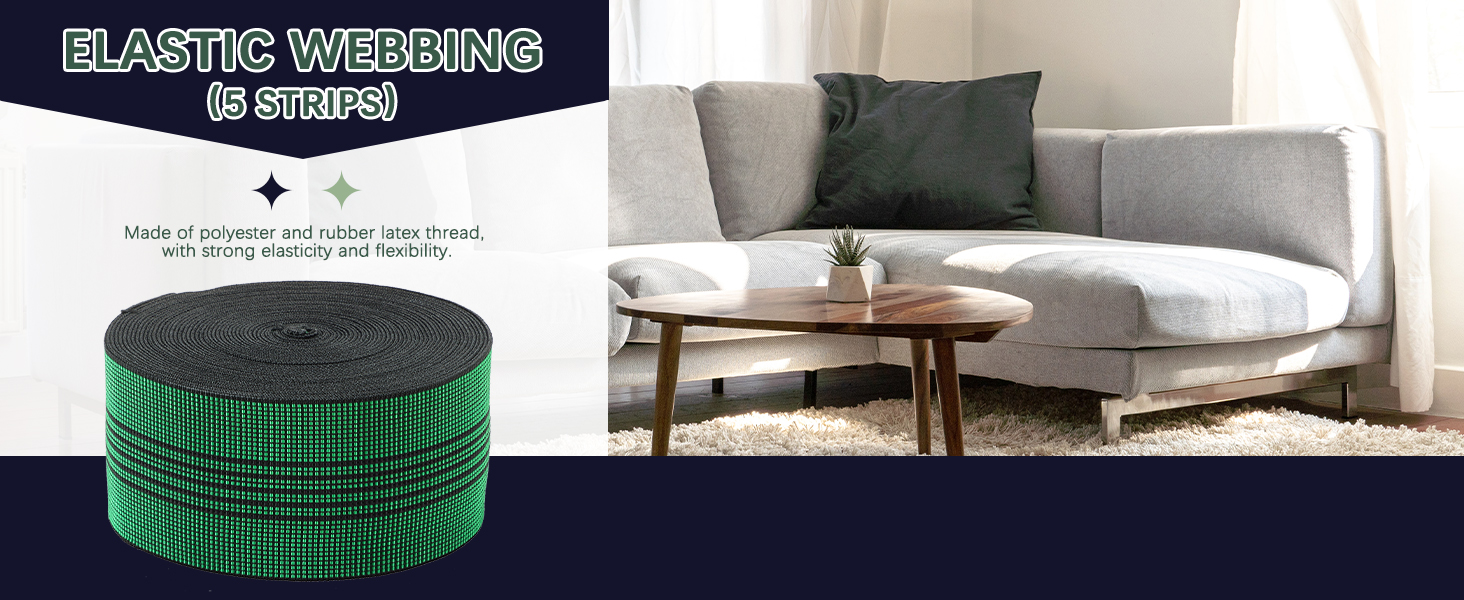NATGAI Sofa Elastic bing, 40ft x 3inch Chair bing, Stretch Latex Band for
