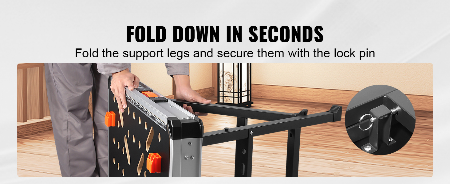 VEVOR Folding Work Table, 2in1 as Sawhorse & Workbench