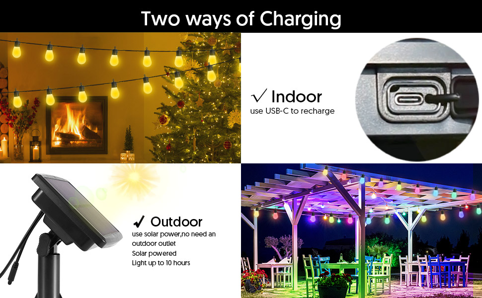 solar lights outdoor garden usb charging