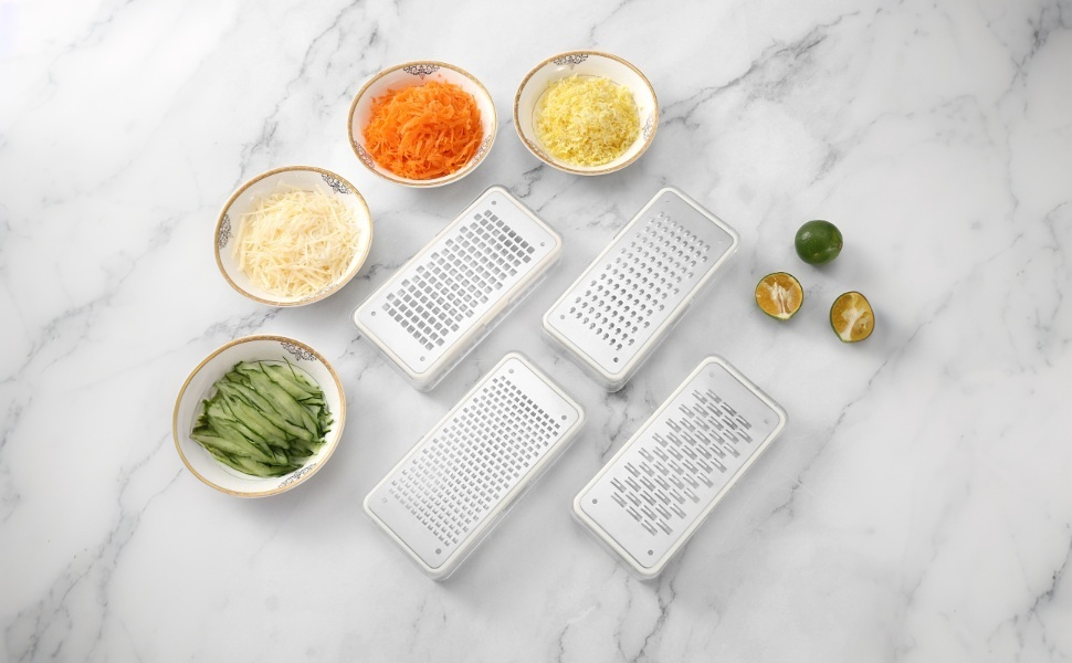 Cheese Grater with Container, Ginger Grater Tool Lemon Zester with Removable Catcher