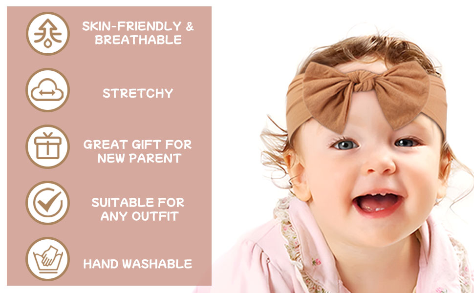 Baby Bow headbands Set - 6PCS Super Stretchy Soft baby bows and headbands