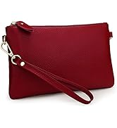 YALUXE Women's Genuine Leather Wristlet Purse Clutch Wallet with Crossbody Strap