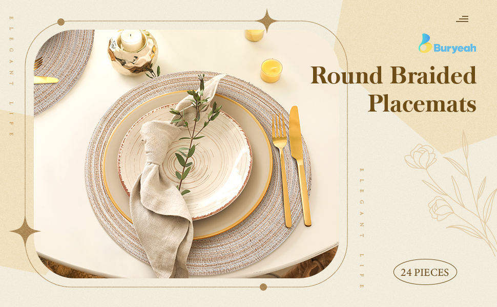 Round Placemats 12 Inch Large Braided Circle Placemats Bulk