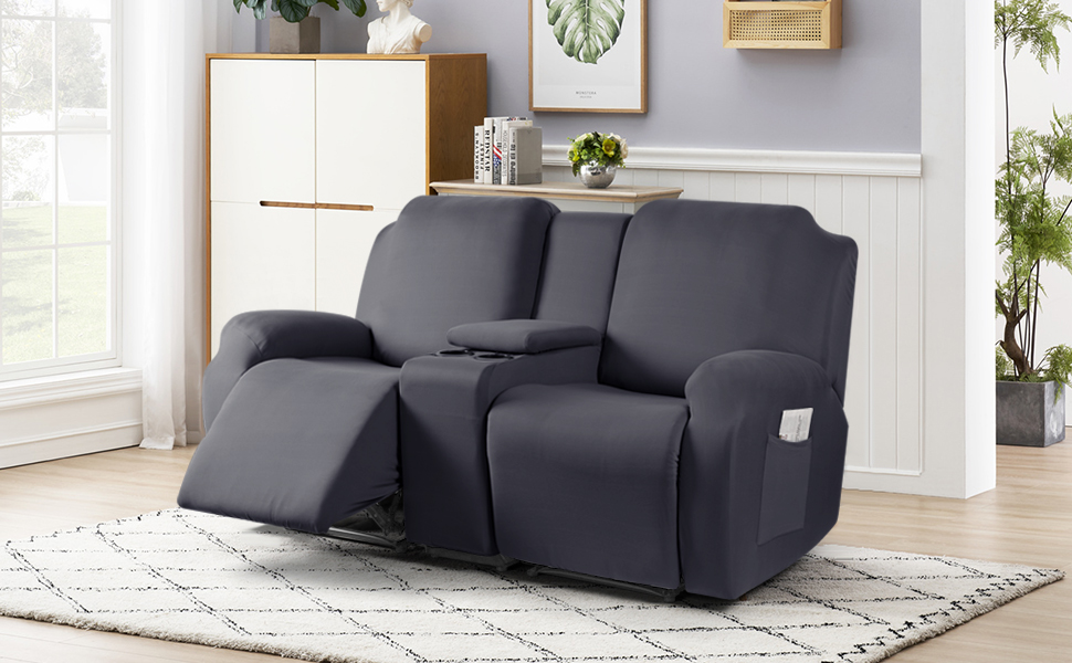TAOCOCO Reclining Loveseat with Middle Console Slipcover, 4