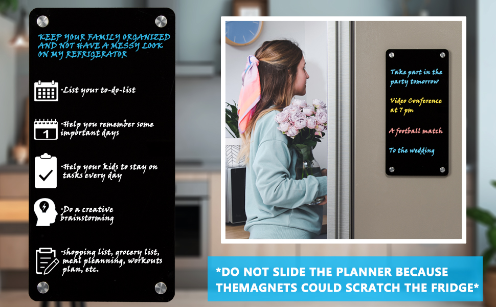 KICHOMTI Acrylic Dry Erase Board for Fridge Memo