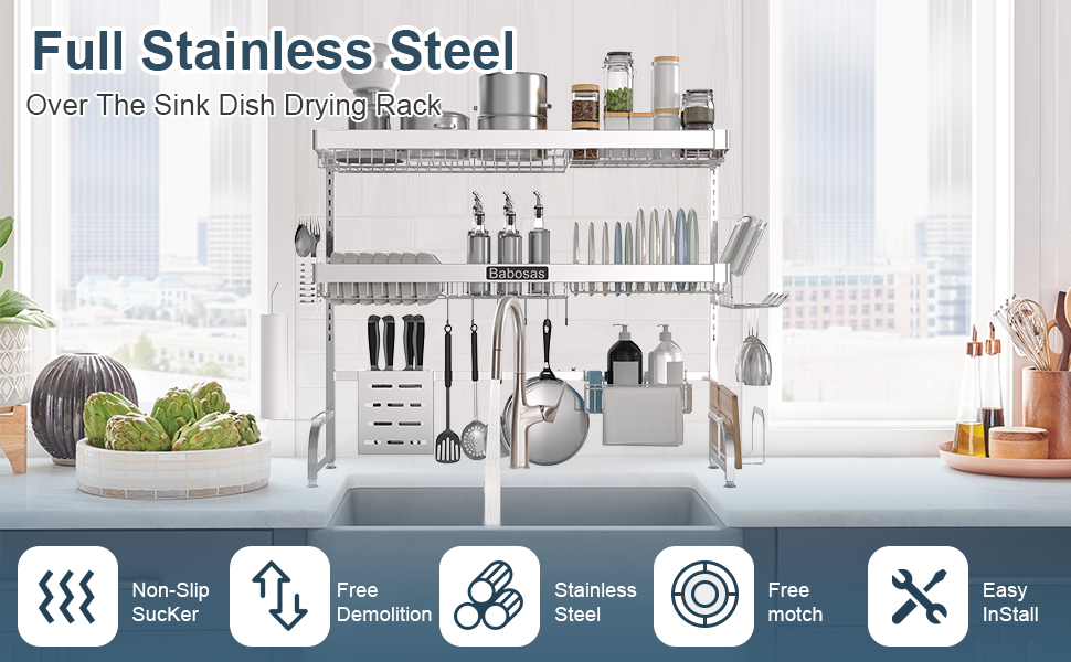 over the sink dish drainer drying rack