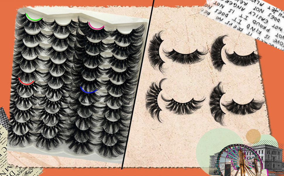25MM Lashes Mink Fluffy Long 20 Pairs Dramatic 3D Mink
