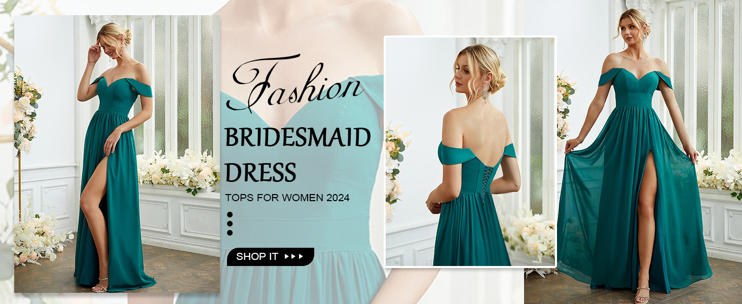 ZVGV Women's Off The Shoulder Bridesmaid Dresses Long with