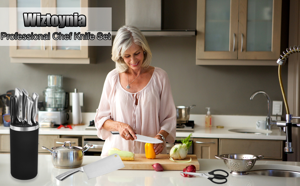 Knife Set, 6Piece Black Professional Kitchen Knife Set for