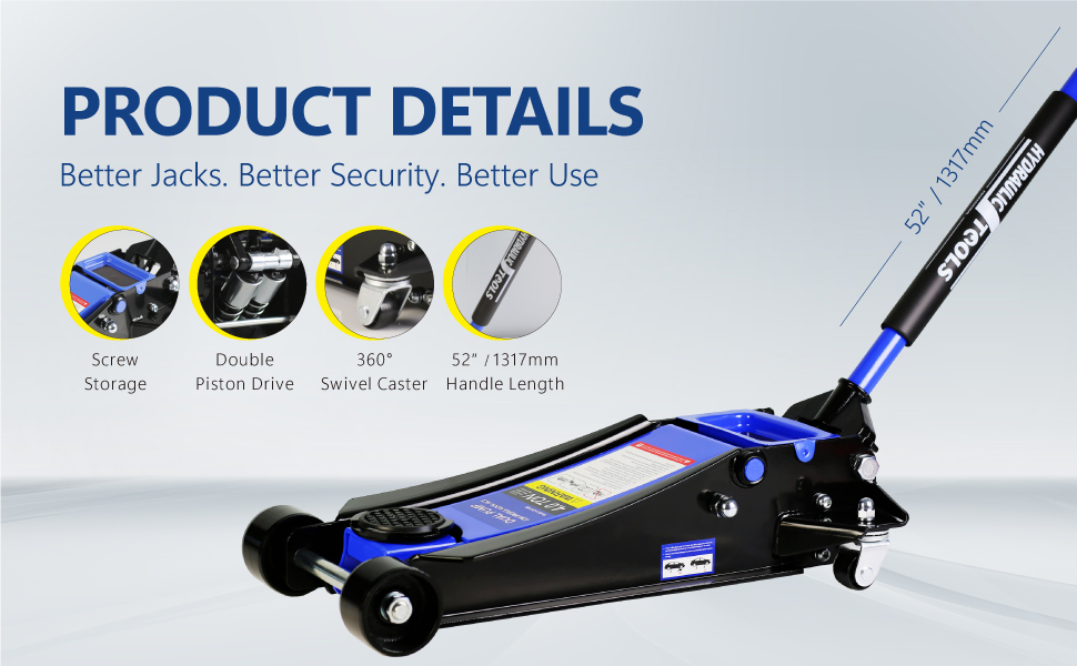 Floor Jack, 4 Ton Low Profile Floor Jack, HeavyDuty Steel