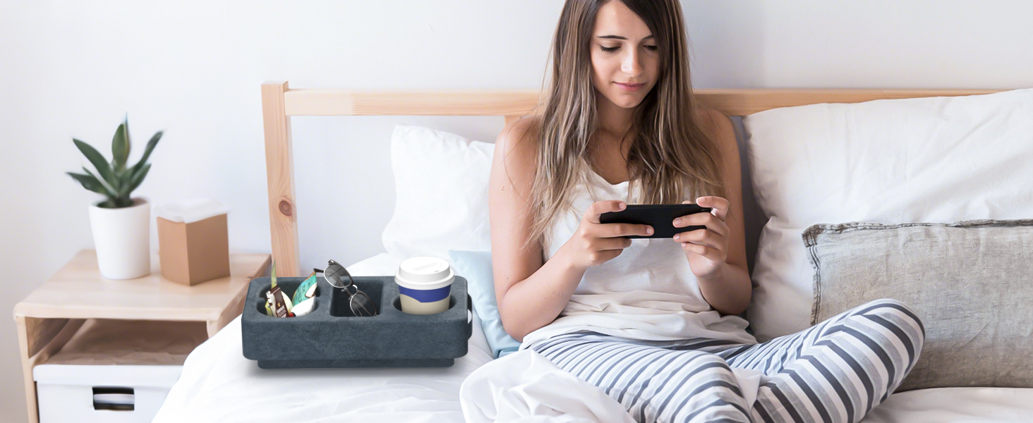 couch arm tray with cup holder