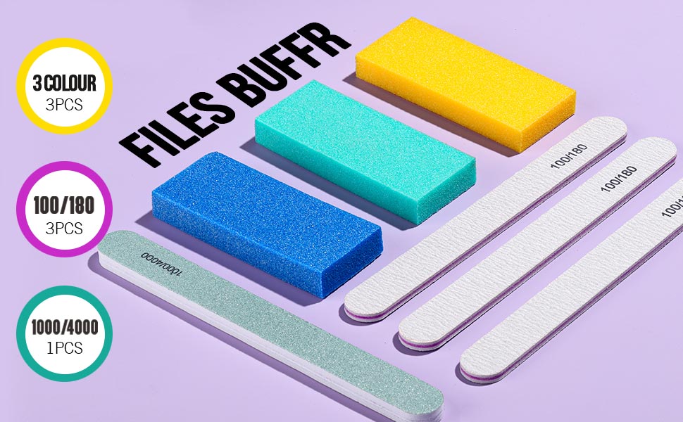 FANDAMEI Nail Buffer and Files, Nail Tools kit with 3PCS Rectangular Nail Buffer
