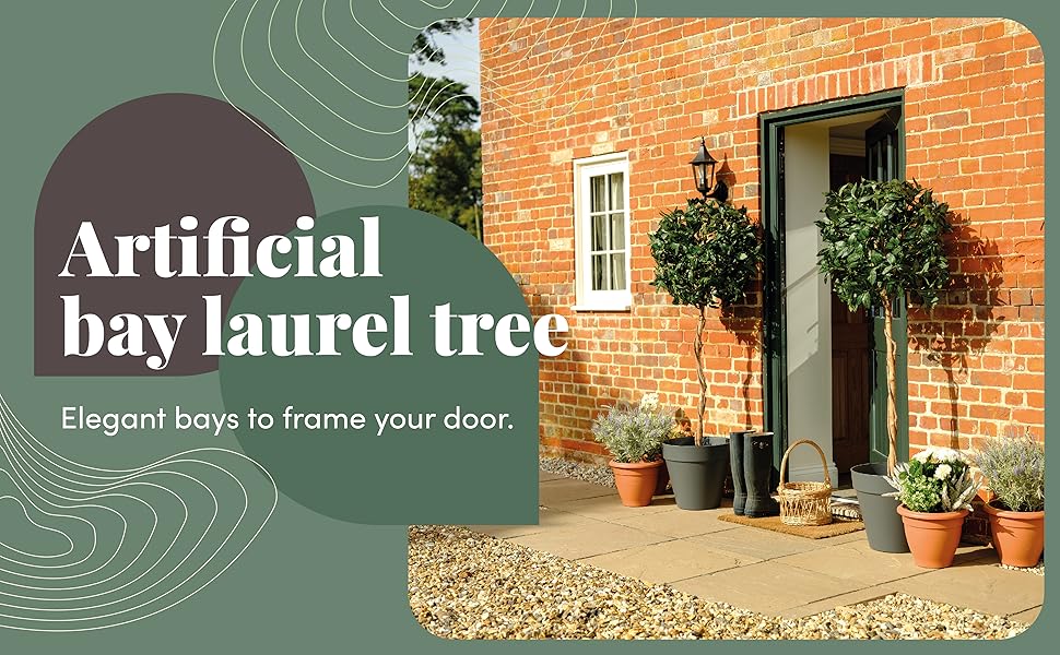 Artificial Plant, Realistic Indoor and Outdoor Fake Plant in Pot, Artificial Bay Laurel Tree, UV