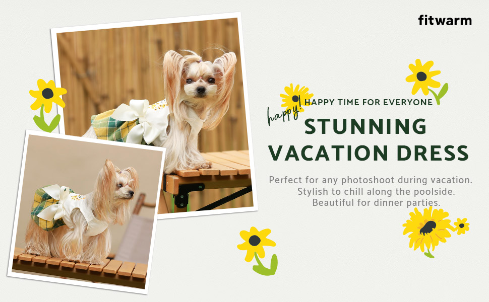 Fitwarm Holiday Theme Dog Dresses for Easter Mothers Day Christmas New Year Halloween