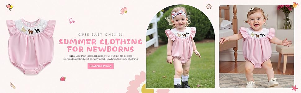 Baby Girls Smocked Bubble Romper