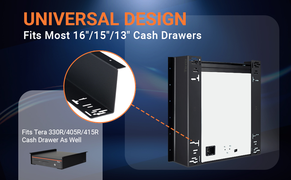 Tera Universal Under Counter Mounting Brackets for Cash Drawer 13 14 15 16 inch
