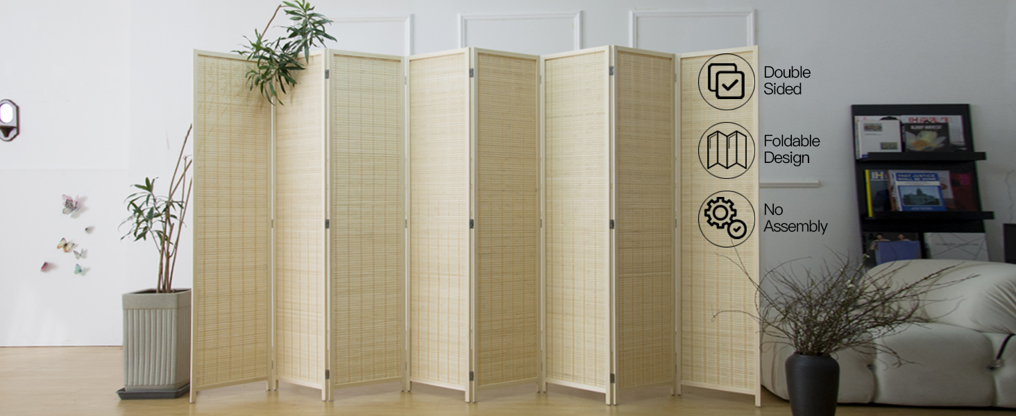 FURNNYLANE 8 PANEL ROOM DIVIDER FOR SEPERATION in beige